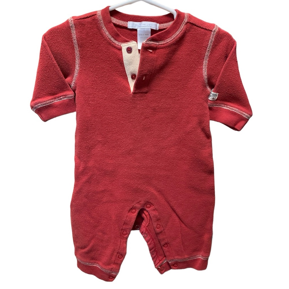 JANIE AND JACK red thermal bodysuit, 0-3 month